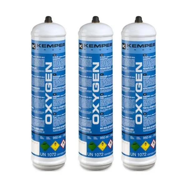 Bouteille d'oxygène 110 bar Pack x 3 M10 110 litres KEMPER