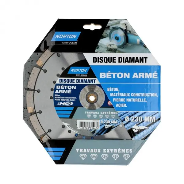 Disque diamant extrême segmenté pour matériaux de construction NORTON,Diam.230mm - NORTON