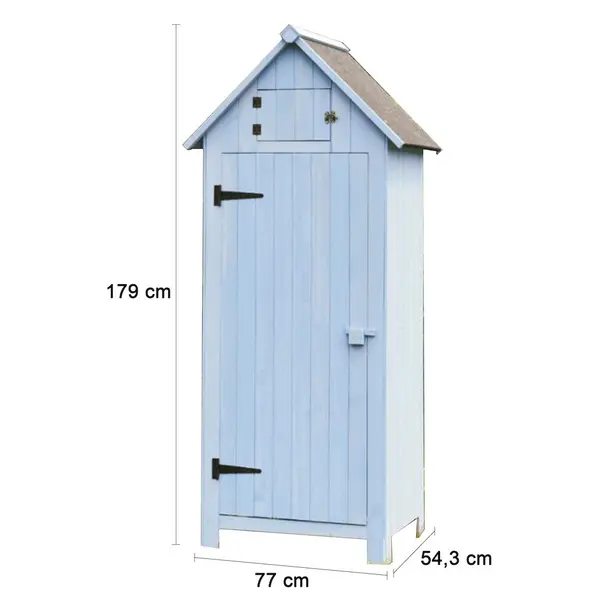 Armoire de Rangement 0,41 m² - Bois Lasuré Bleu - Toit Bitumé - HABRITA