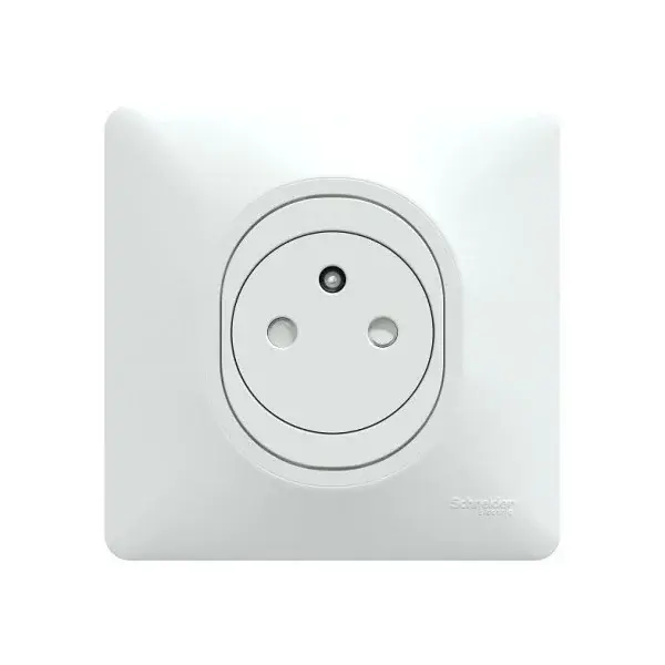 Prise de courant 2P+T affleurante complet blanc - Ovalis - Schneider Electric - S320052-COMP