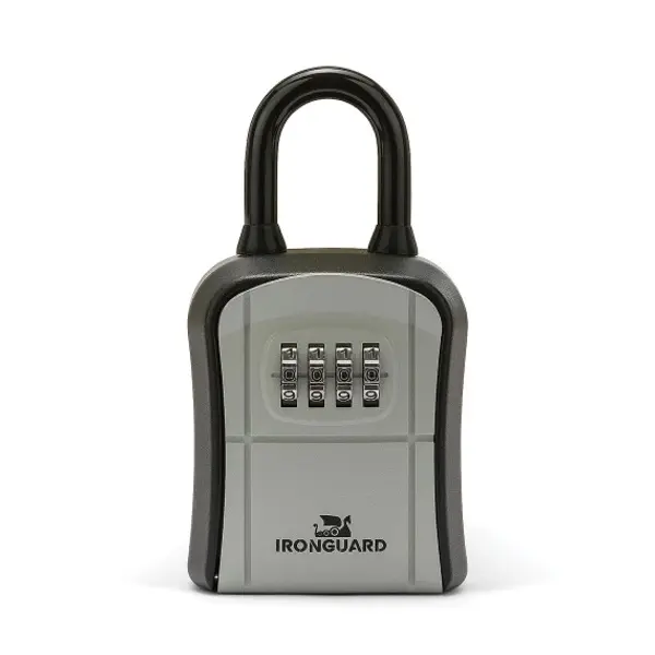 Cassetta di sicurezza per chiavi. Modello base con lucchetto. Grigio