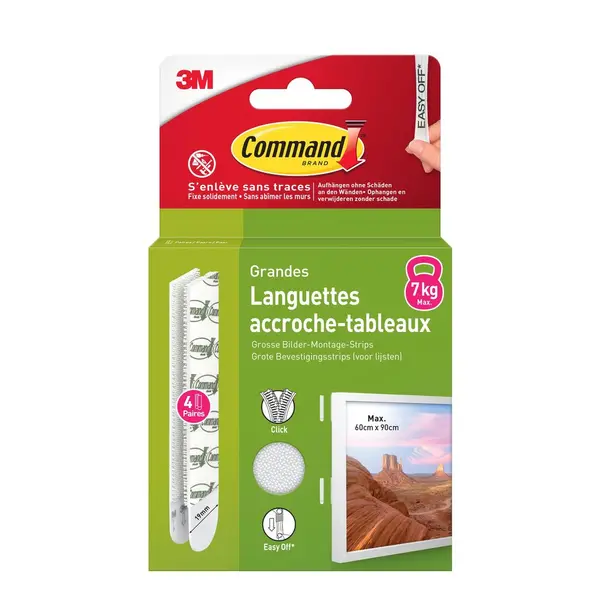 Lot de 4 languettes adhésives blanches Command 3M - COMMAND