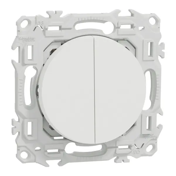 Double va - et - vient ou poussoir 10AX Odace Blanc craie - Schneider Electric - S920214