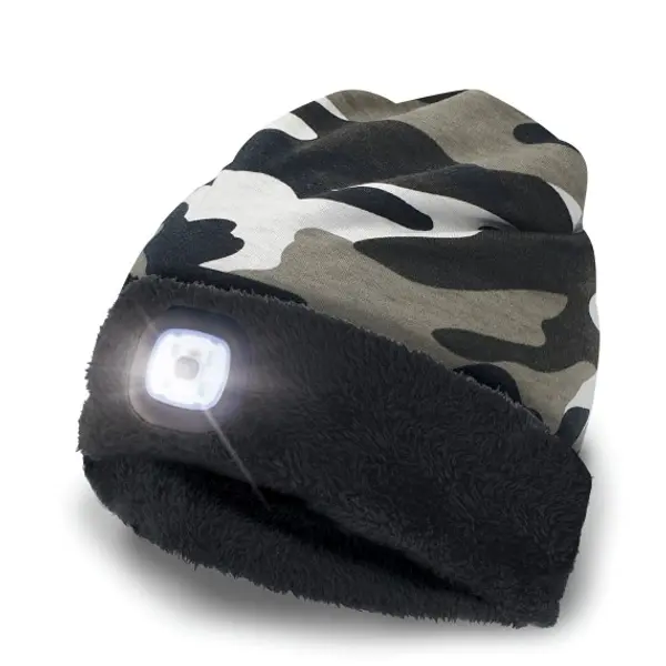 ATTILA cappellino con luce frontale LED ricaricabile Mimetico bianco