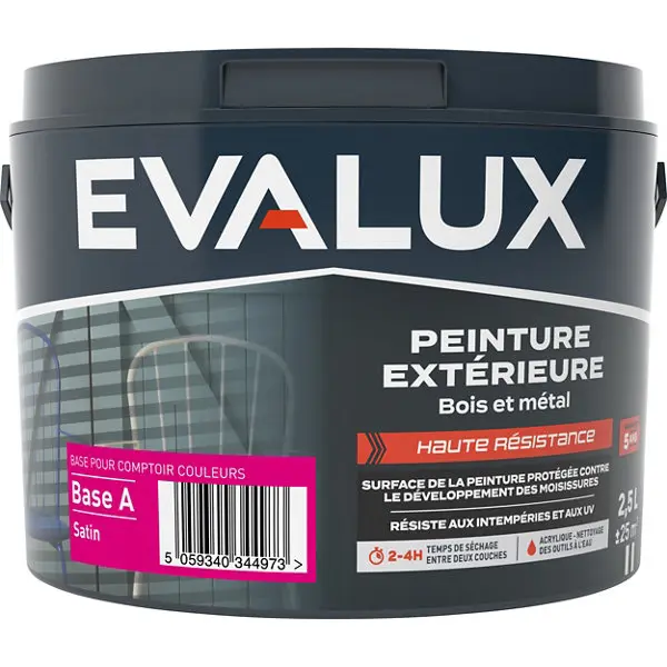 Peinture extérieure bois métal Base A Satin 2,5 L