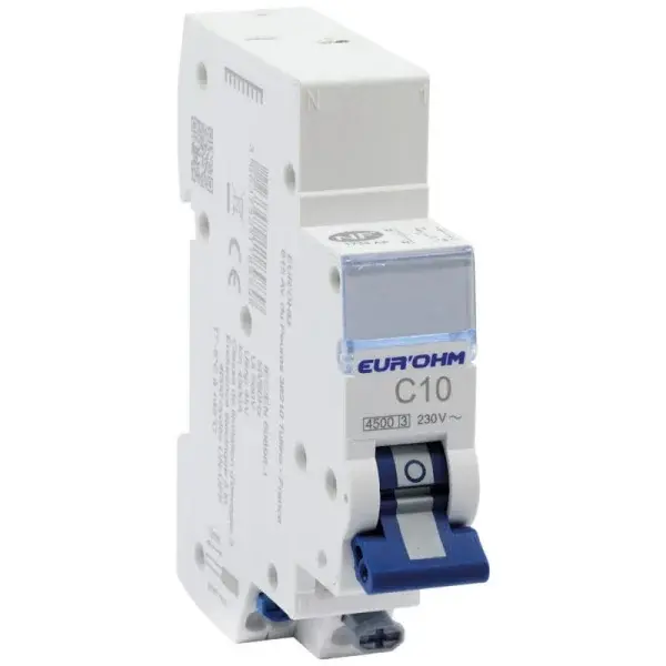 Disjoncteur 1P+N 10A Courbe C - connexion auto - RX Protect - Eur'Ohm - 20310