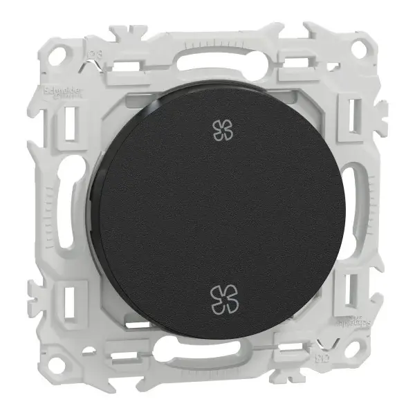 Interrupteur ou poussoir VMC Odace 2 vitesses 10AX Noir onyx - Schneider Electric - S940233