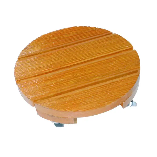 Support à roulettes bois rond "Flora Roll Lasure" - 50 cm - Nortene