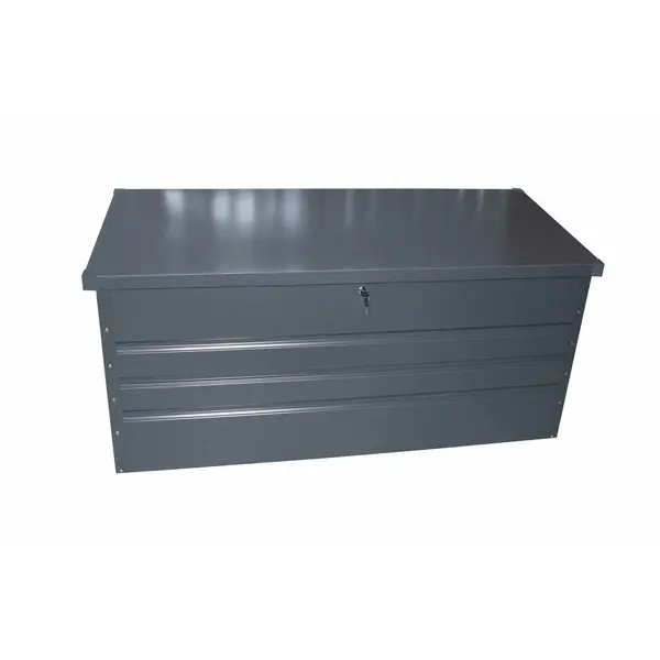 Coffre de jardin en métal 400l - Verrouillable à clé - Gris anthracite - CHALET & JARDIN