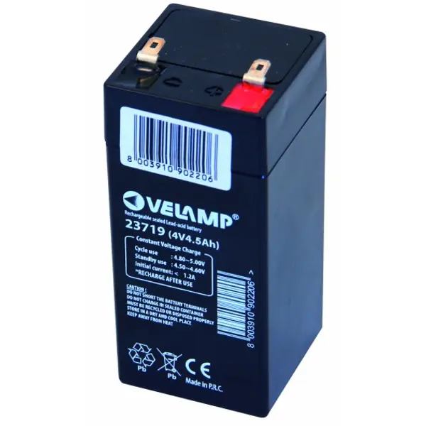 Batteria ricaricabile al piombo 4V 4,5Ah. Attacchi FASTON