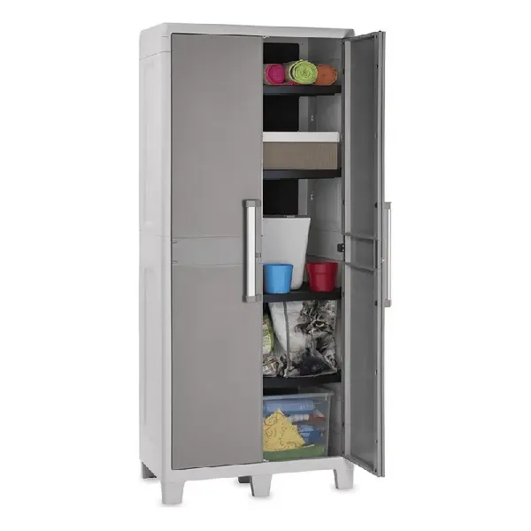 Armoire de rangement extérieure - 78x49x182 cm - 2 portes - 4 étagères - TOOMAX
