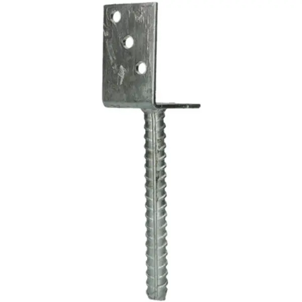 1 x Pied de poteau Forme L 60X100X80 Acier zingué