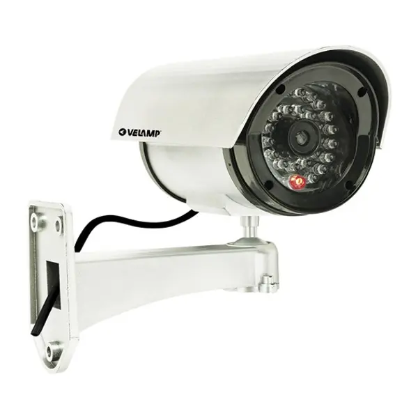 SILVEREYE: videocamera finta, con LED rosso. Funziona con 2 pile AA non fornite. Argento