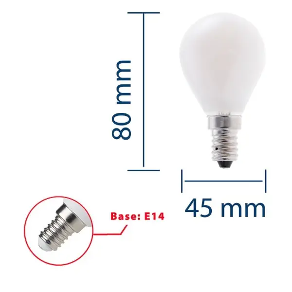 Lampadina LED a filamento Opale, Sfera P45, 6W/806lm, base E14, 3000K