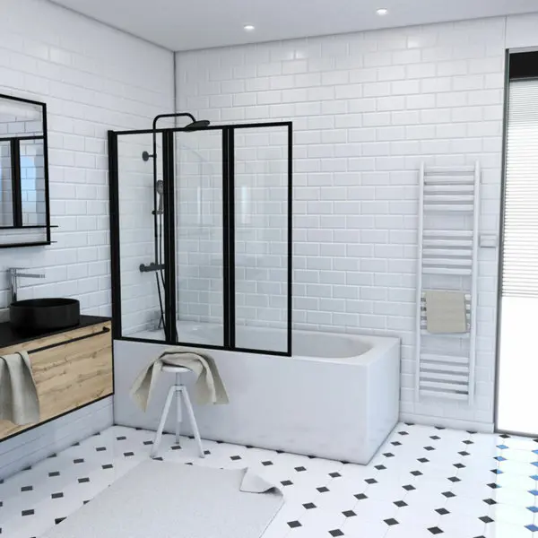 Pare baignoire triple 125 x H 143 cm