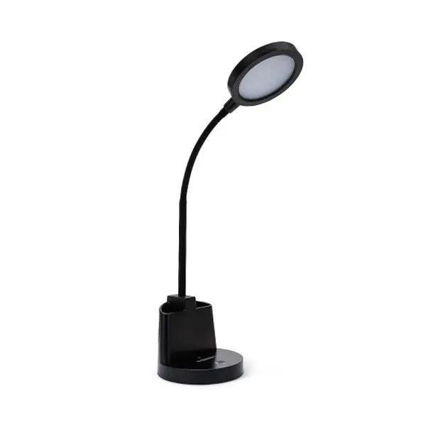 Lampada da scrivania LED 7W con interruttore touch e portapenne. Nero