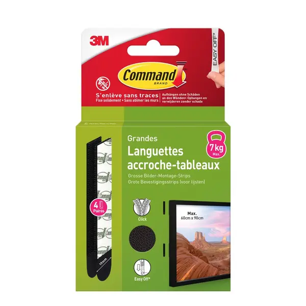 Languette de fixation pour tableau grand modele noir lot de 8 - COMMAND
