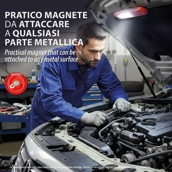 PAGAY: Luce da lavoro COB LED con calamita e gancio