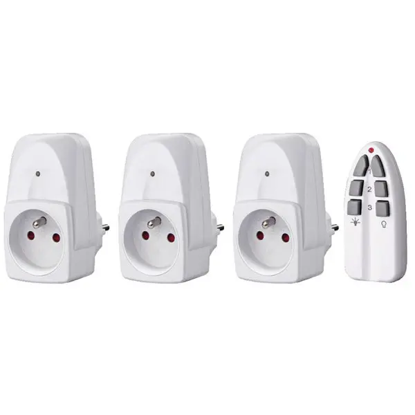 Lot de 3 prises télécommandées 25 mètres. Fréquence : 433,92 Mhz