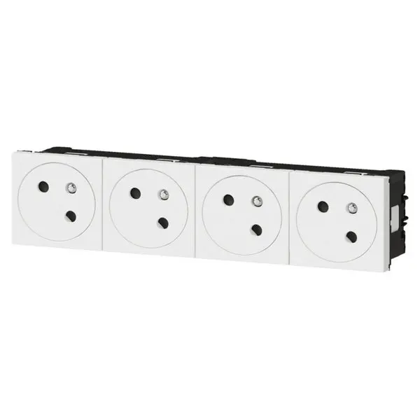 Bloc quadruple prises avec terre surface quadruple inclinées 45° "Mosaic" blanc