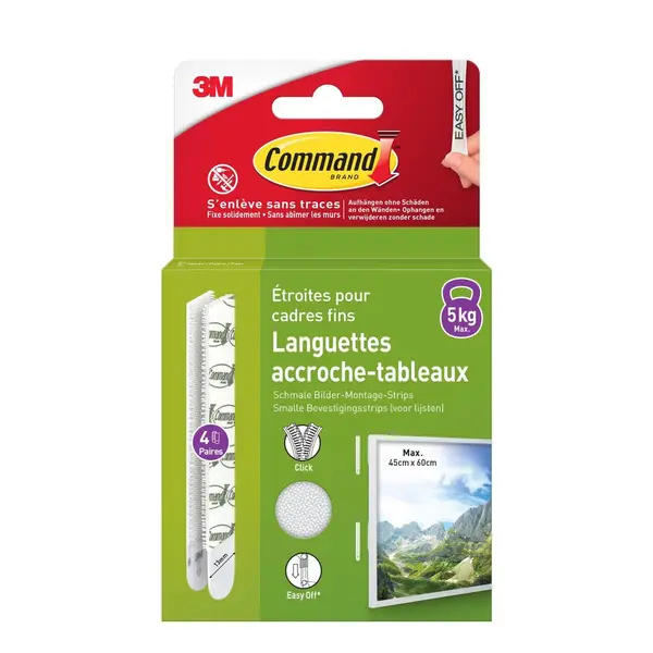 Lot de 4 Languette adhésive blanc Command 3M - COMMAND