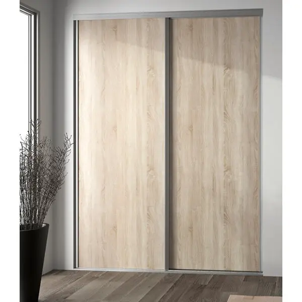 Porte de placard coulissante "Valla" H. 247,5 x L. 92,2 cm - chêne clair