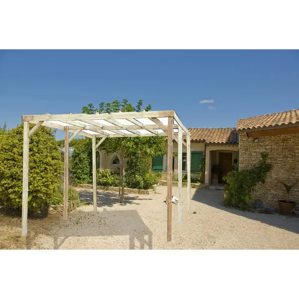 Carport Autoclavé 14,91 m² - Pin Sylvestre - Structure en Bois - Sans Couverture - HABRITA