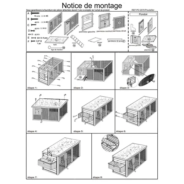 Poulailler PO2070 HABRITA - 1,50 m² - Idéal pour 3 à 4 poules - HABRITA