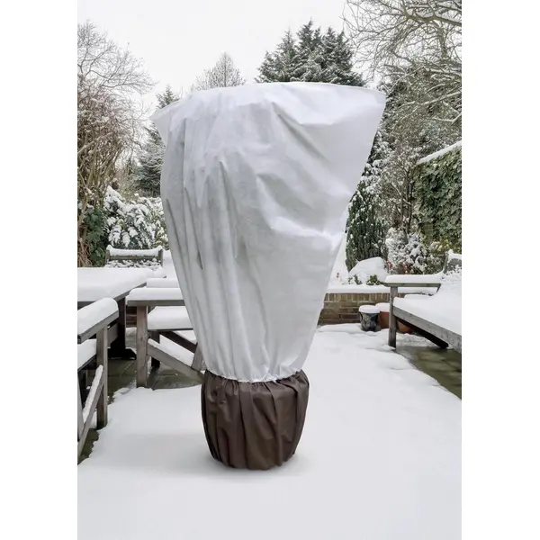 2 Housses d'hivernage bi-matière englobant plante + pot avec zip , cordons de serrage - MaxiFleece - Blanc - Ø 1x 2 x 2,10m - Nortene