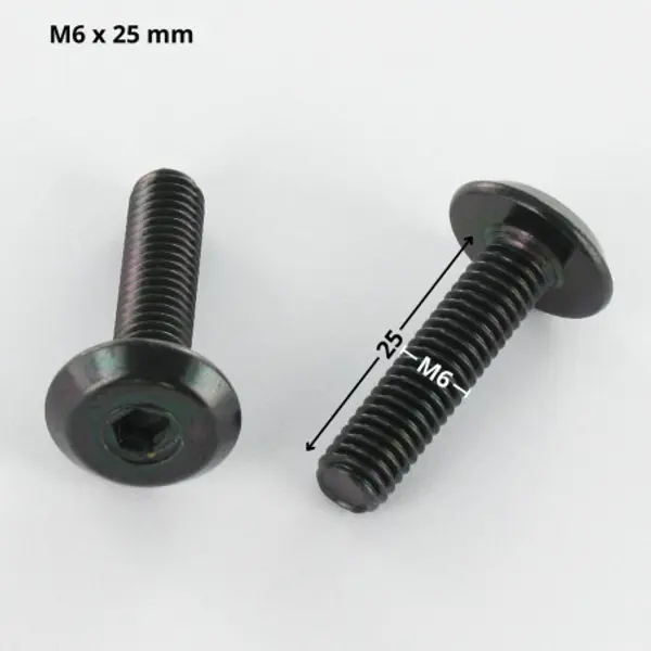 1 x Vis métaux tête plate Clé de 4 HC4 M6X25 Acier zingué noir