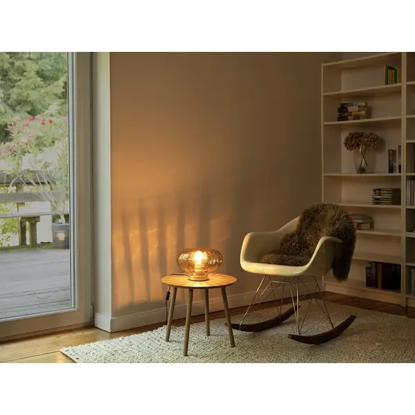 Lampe Smoke glass, acier, transparent, H.16.5 cm, E27 - OSRAM