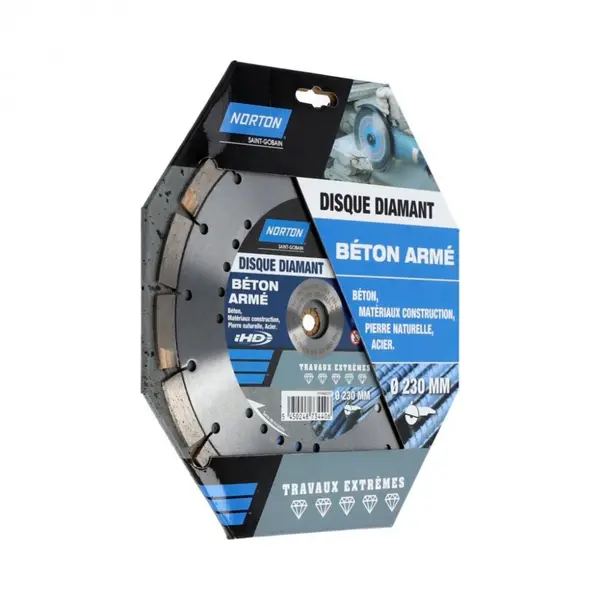 Disque diamant extrême segmenté pour matériaux de construction NORTON,Diam.230mm - NORTON