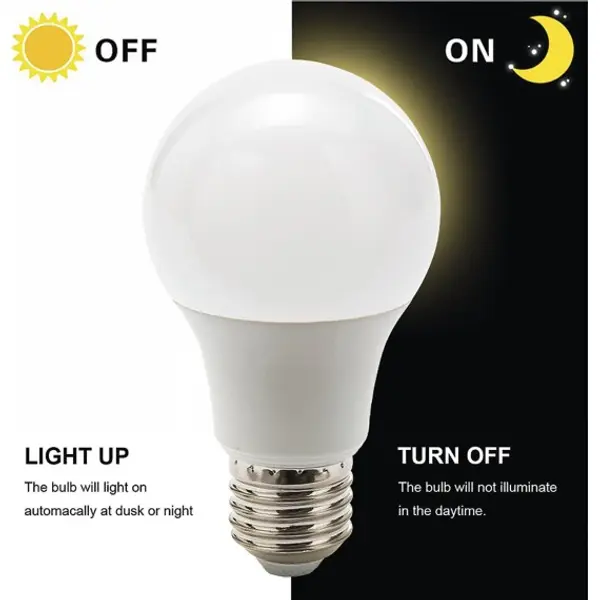 Lampadina SMD LED con sensore crepuscolare, Goccia A60, 9W/820lm, base E27, 4000K