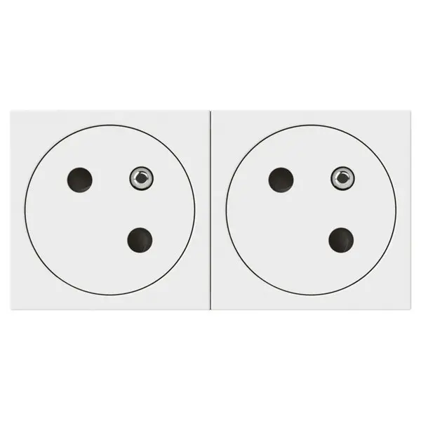 Prise double avec terre surface double inclinée 45° "Mosaic" blanc