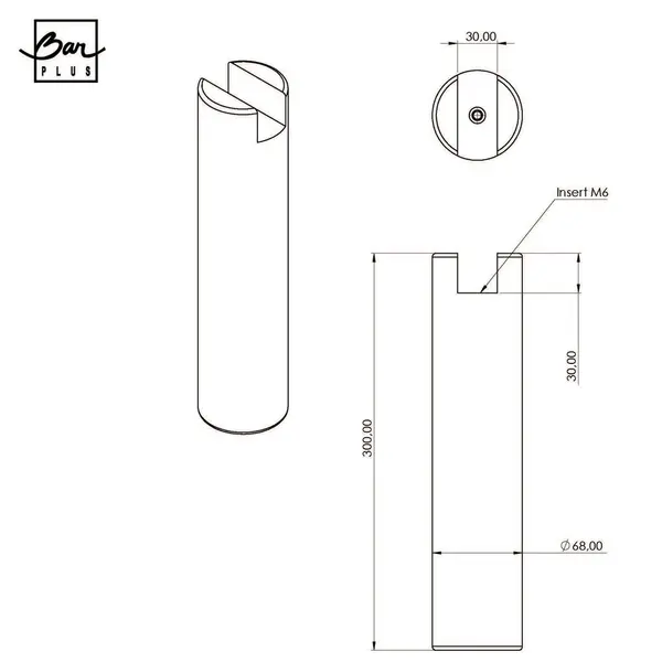 Pied de lit à encoche cylindrique hêtre vernis CIME H.30 x Diam. 6,8 cm - Cime