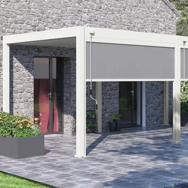 Store vertical pergola 279 cm aluminium textilène - blanc - Ombréa