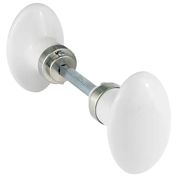Lot de 2 boutons de porte Uni porcelaine de limoges nickelé mat - Centrale Brico