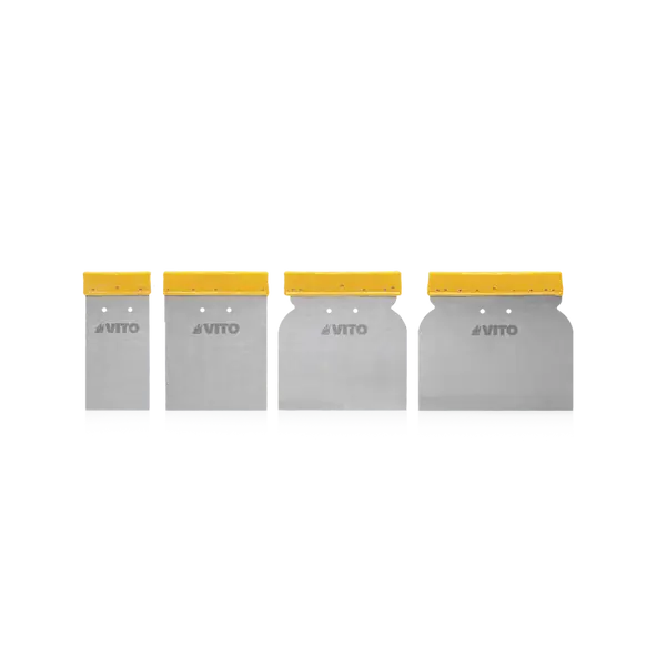 Jeu de 4 spatules japonaises 50/80/100/120 mm acier inoxydable plastique VITO