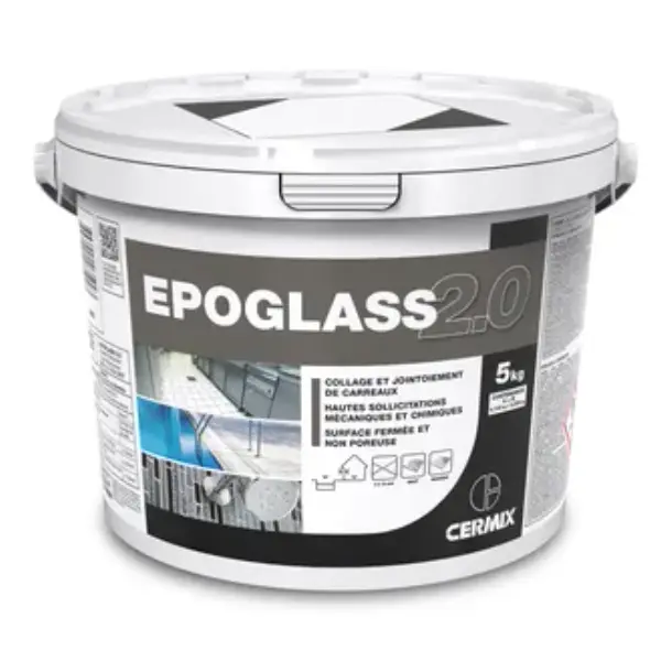 COLLE JOINT EPOXY EPOGLASS BLANC NICKEL POT 5KG