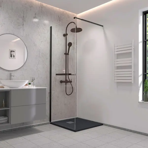 Colonne de douche thermostatique BOROR noire 110 cm, pomme Ø22 cm