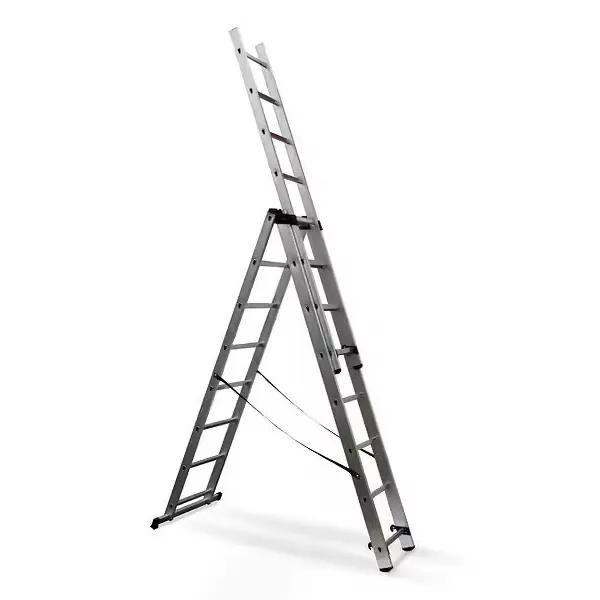 Échelle transformable 3 plans 2,25 à 5 m - aluminium - 3 x 8 échelons - HAILO