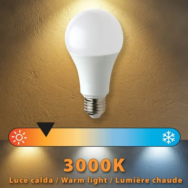 Lampadina SMD LED, Goccia A60, 15W/1520lm, base E27, 3000K