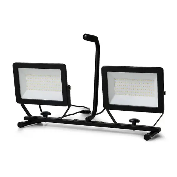 MINOS : 2 Faretti LED su Treppiede, 2 x 100W, 17.000 Lumen Cavo 3m, IP65: Nero