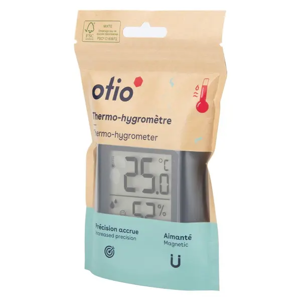 Thermomètre Hygromètre OTIO haute précision gris anthracite - OTIO