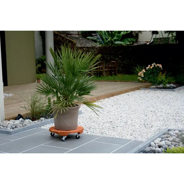 Support à roulettes bois rond "Flora Roll Lasure" - 50 cm - Nortene