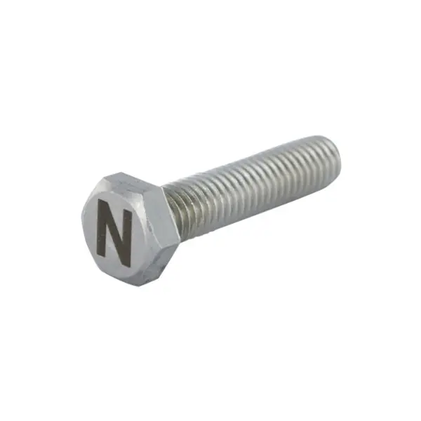 1 x Vis métaux Tête hexagonale TH 8X35 Inox A4 avec gravure de lettre "N"