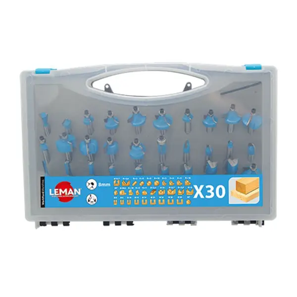LEMAN Coffret 30 mèches de défonceuse assorties queue 8mm - 42870030