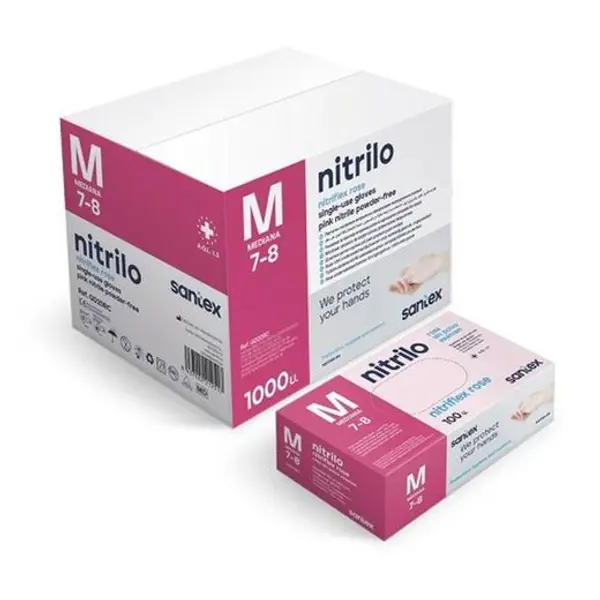 Guante Nitrilo Rosa 100U T/S Sin Polvo