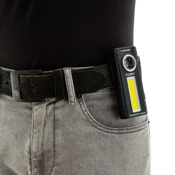 TONY: lampada da lavoro portatile 2 in1 (lanterna COB + torcia) 2x1W. Multifunzione.