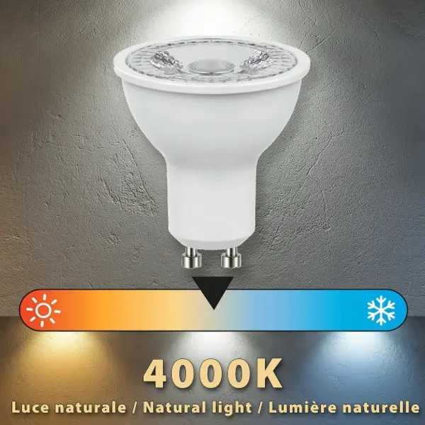 Lampadina SMD LED, Spot attacco GU10, 230V, 8W/800lm, 4000K, 38°